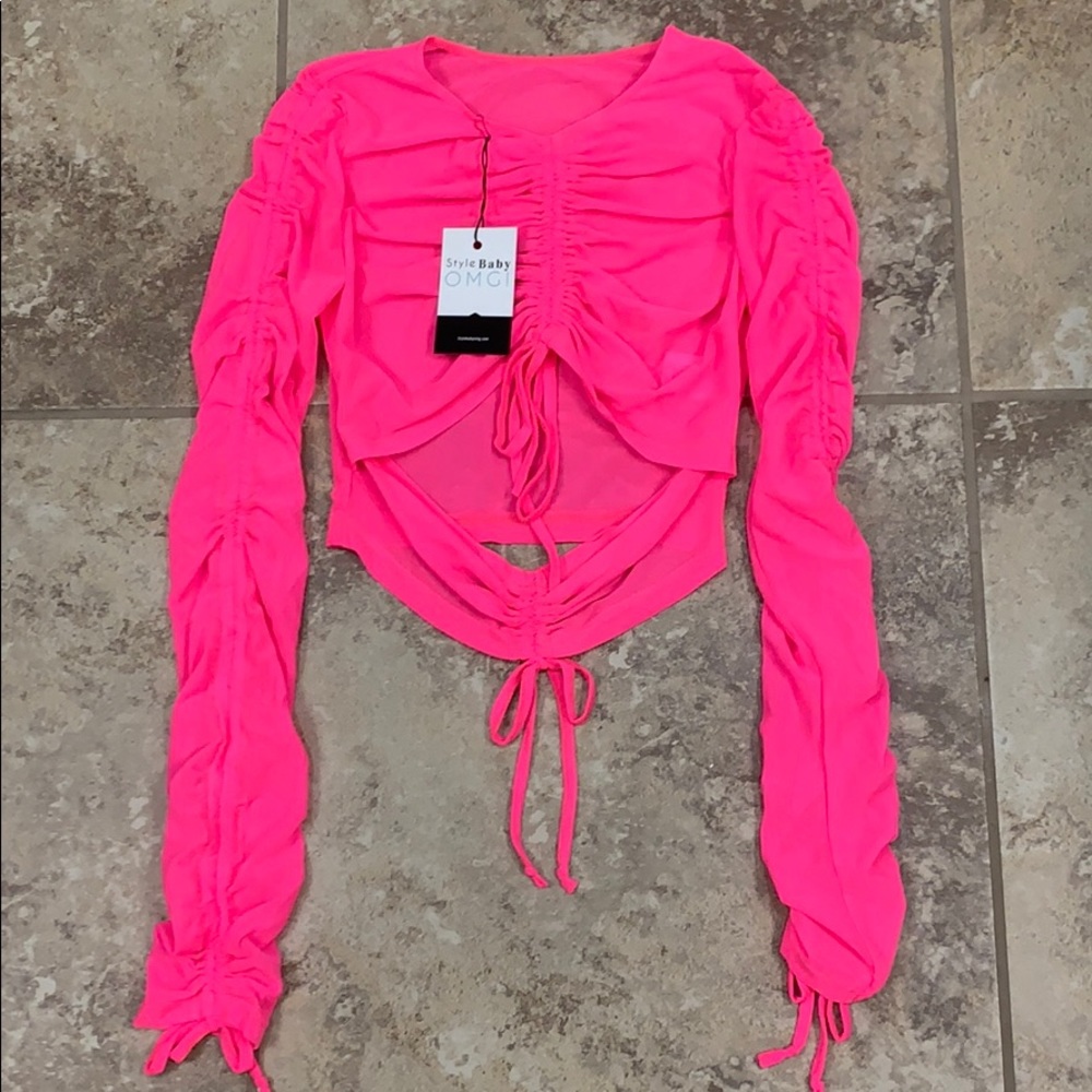 PINK Ruffled Crop Top